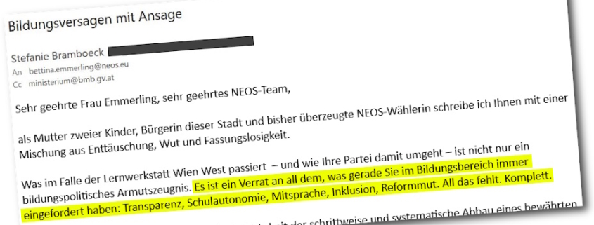 Email einer Mutter an die Bildungsstadträtin