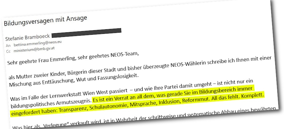 Email einer Mutter an die Bildungsstadträtin